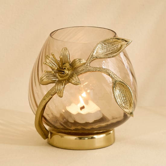 Amara Ava Glass and Aluminium Spiral Votive Candle Holder