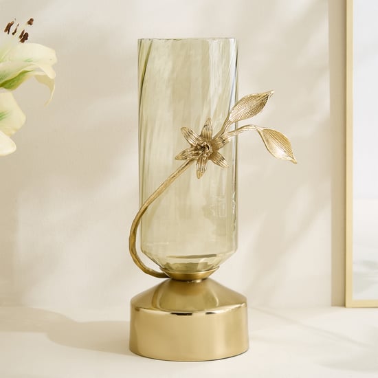 Amara Ava Glass and Aluminium Spiral Vase