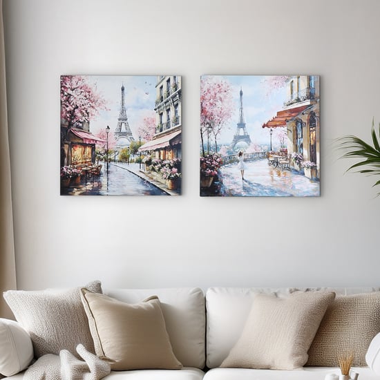 Brezza Set of 2 Canvas Paris Picture Frames - 50x50cm