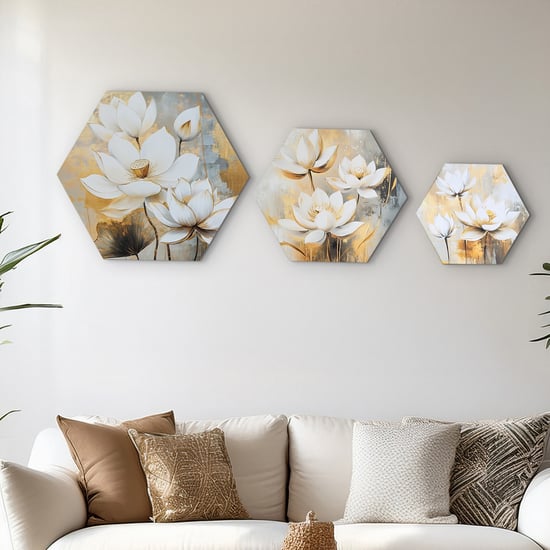 Brezza Set of 3 Canvas Lotus Picture Frames