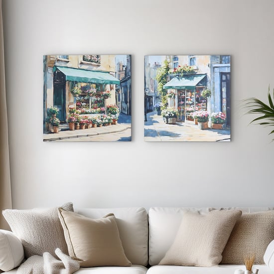 Brezza Set of 2 Canvas Flower Shop Picture Frames - 50x50cm