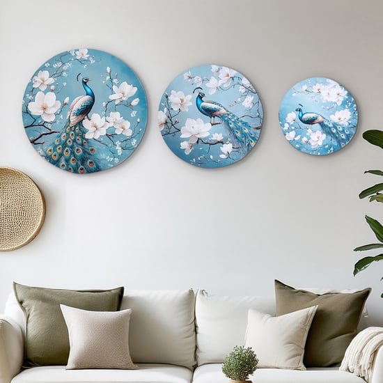 Brezza Set of 3 Canvas Peacock Picture Frames