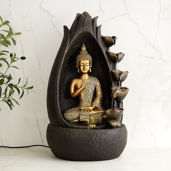 Alpine Modern Polyresin Buddha Water Fountain - 35x69cm