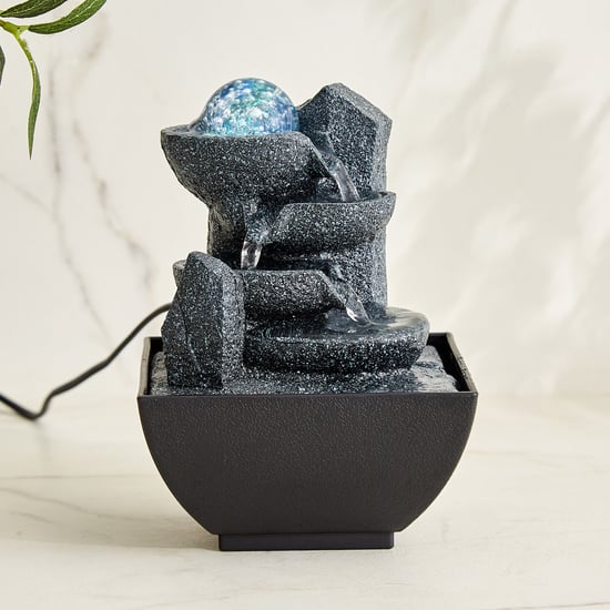 Alpine Modern Polyresin Step with Rotating Ball Water Fountain - 13x13x19cm