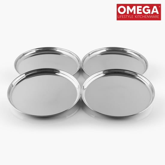 OMEGA Set of 4 Stainless Steel Dinner Plate - 27.6cm