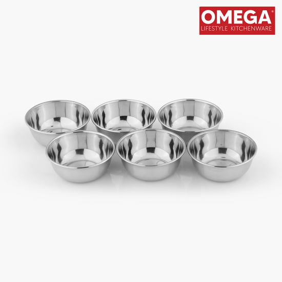 OMEGA Set of 6 Stainless Steel Katori - 220ml