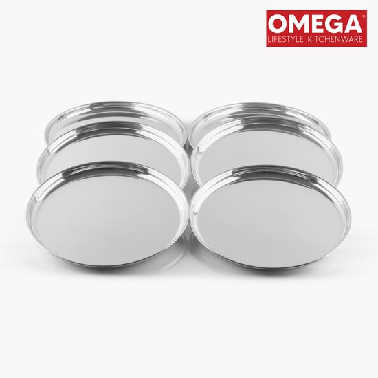 OMEGA Set of 6 Stainless Steel Dinner Plate - 17.5cm