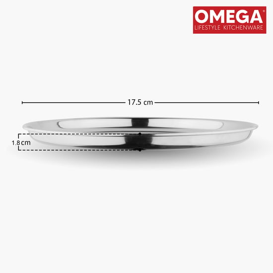 OMEGA Set of 6 Stainless Steel Dinner Plate - 17.5cm