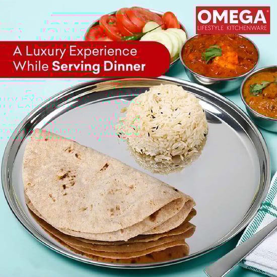 OMEGA Set of 6 Stainless Steel Dinner Plate - 17.5cm