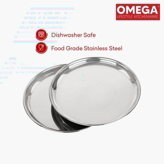 OMEGA Set of 6 Stainless Steel Dinner Plate - 17.5cm
