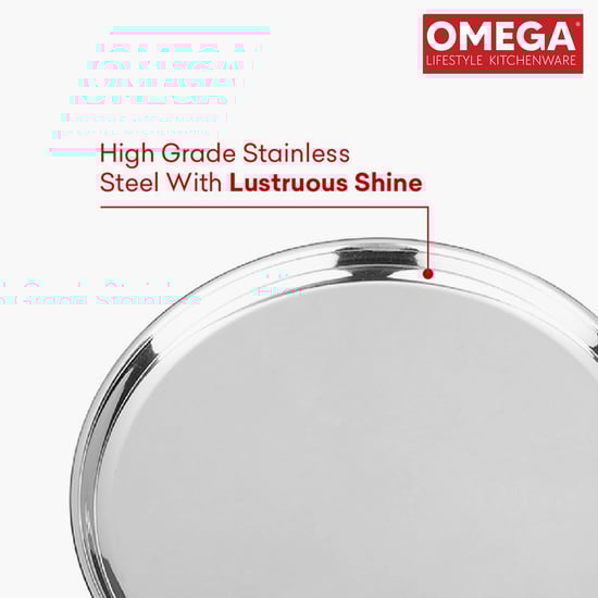 OMEGA Set of 6 Stainless Steel Dinner Plate - 17.5cm