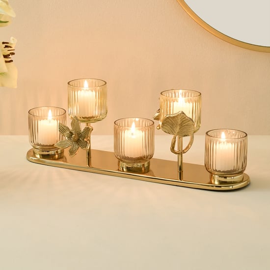 Soma Bloom Glass Multi Votive Holder with Metal Stand