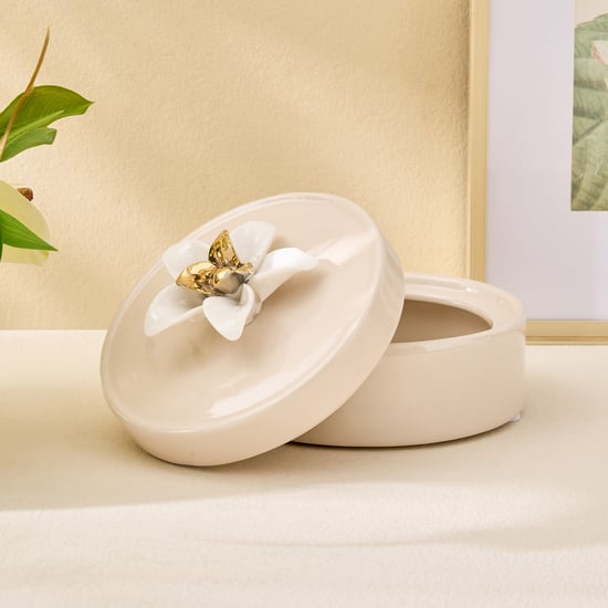 Amara Hana Ceramic and Metal Floral Trinket Box