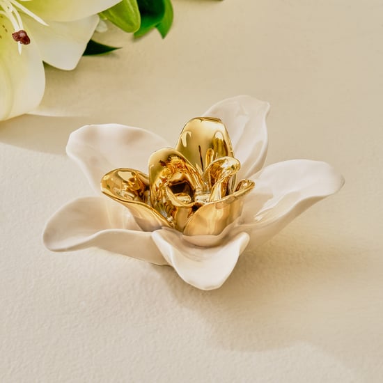 Amara Hana Ceramic and Metal Floral T-Light Candle Holder