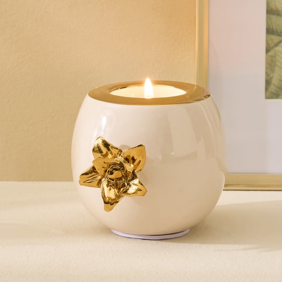Amara Hana Ceramic Floral T-Light Candle Holder
