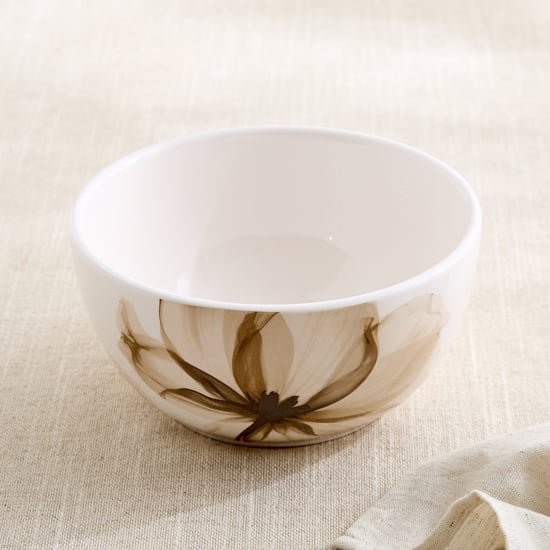 Moksha Mocha Mousse Stoneware Floral Print Cereal Bowl - 750ml