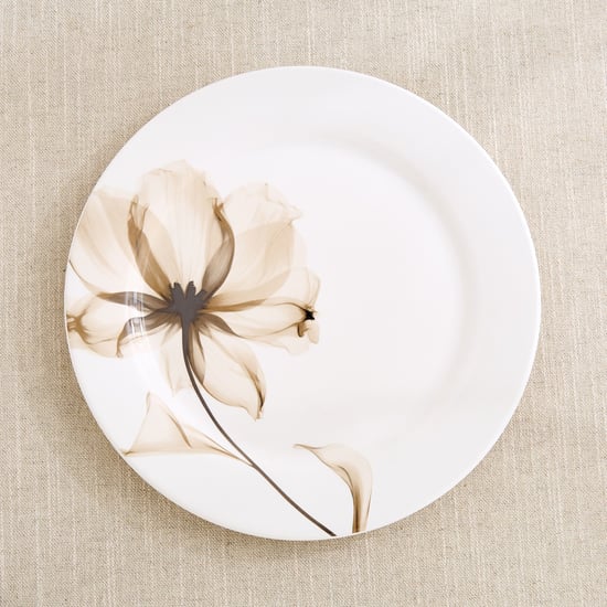 Moksha Mocha Mousse Stoneware Floral Print Dinner Plate - 27cm