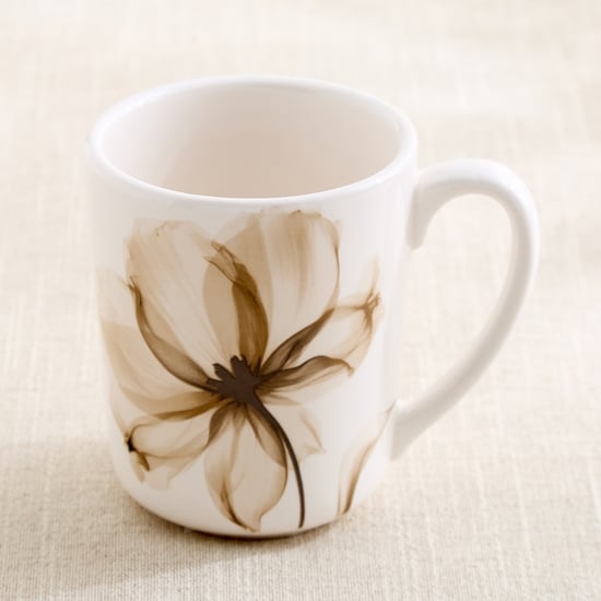 Moksha Mocha Mousse Stoneware Floral Print Coffee Mug - 480ml