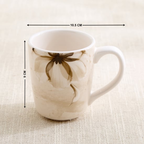 Moksha Mocha Mousse Stoneware Floral Print Coffee Mug - 220ml