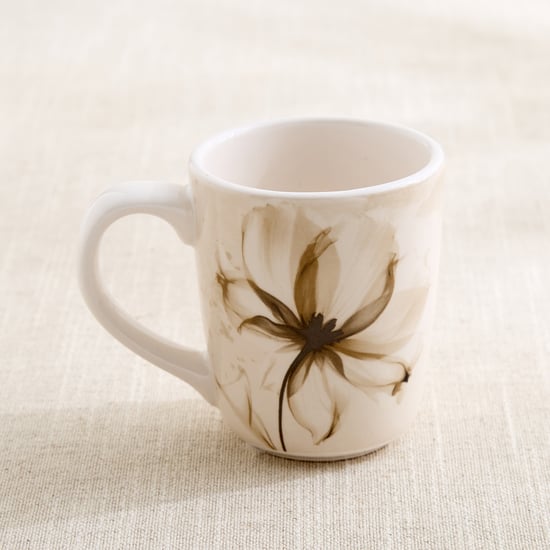 Moksha Mocha Mousse Stoneware Floral Print Coffee Mug - 220ml