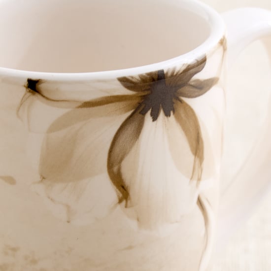 Moksha Mocha Mousse Stoneware Floral Print Coffee Mug - 220ml