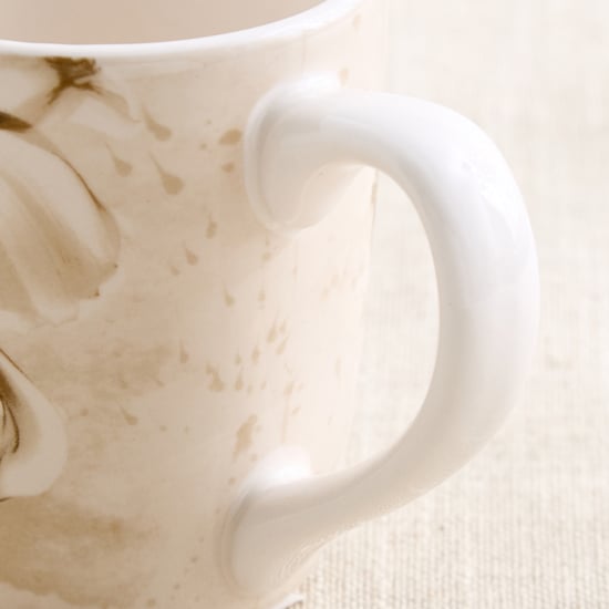 Moksha Mocha Mousse Stoneware Floral Print Coffee Mug - 220ml