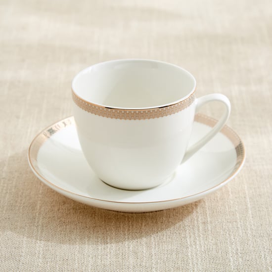 Altius Gris Bone China Printed Cup and Saucer - 200ml