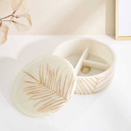 Oro Polyresin Leaf Foil Print Trinket Box