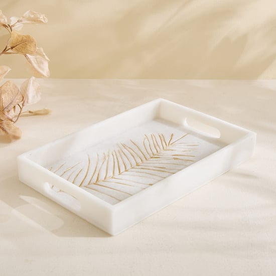 Oro Polyresin Leaf Foil Print Decorative Tray