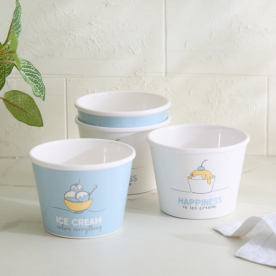 Bakers Pride Veha Set of 4 Melamine Printed Ice Cream Bowls - 225ml
