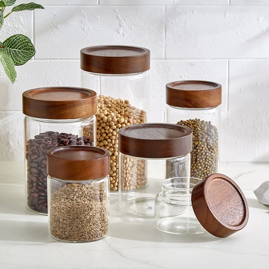 Vault Malva Set of 6 Glass Storage Canisters with Wooden Lid