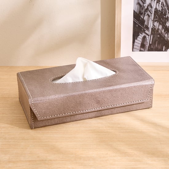 Grain Faux Leather Tissue Box - 23x12x6.5cm