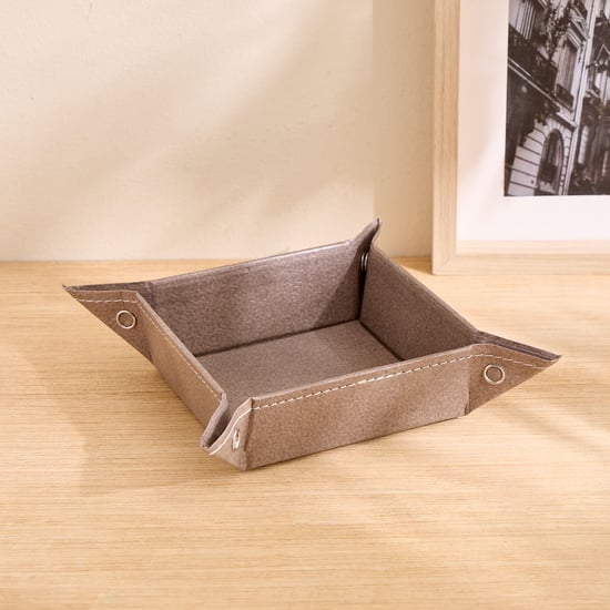 Grain Faux Leather Tray - Medium