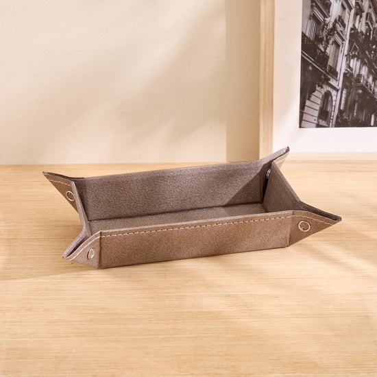 Grain Faux Leather Tray - Large