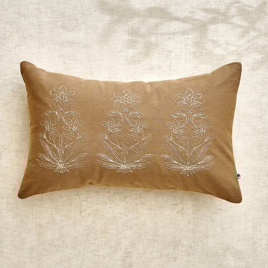 Glimmer Dusk Auria Zari Embroidered Cushion Cover - 50x30cm