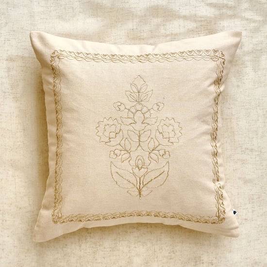 Glimmer Luxe Auria Zari Embroidered Cushion Cover - 40x40cm
