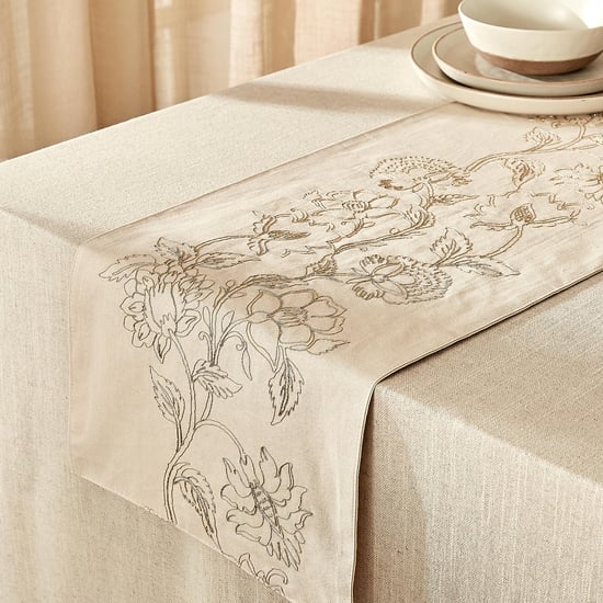 Glimmer Luxe Omna Halo Flor Cotton Embroidered Table Runner