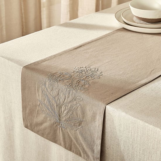 Glimmer Luxe Halo Dusk Omna Cotton Embroidered Table Runner