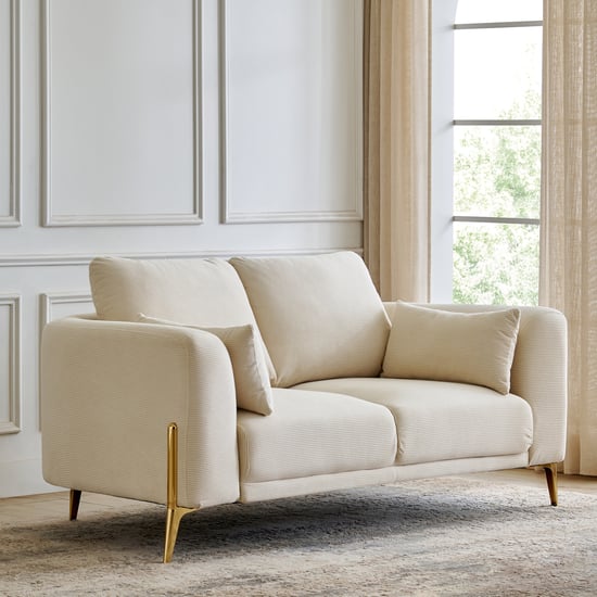 Modern Radiance NXT Fabric 2-Seater Sofa with Cushions - Cream