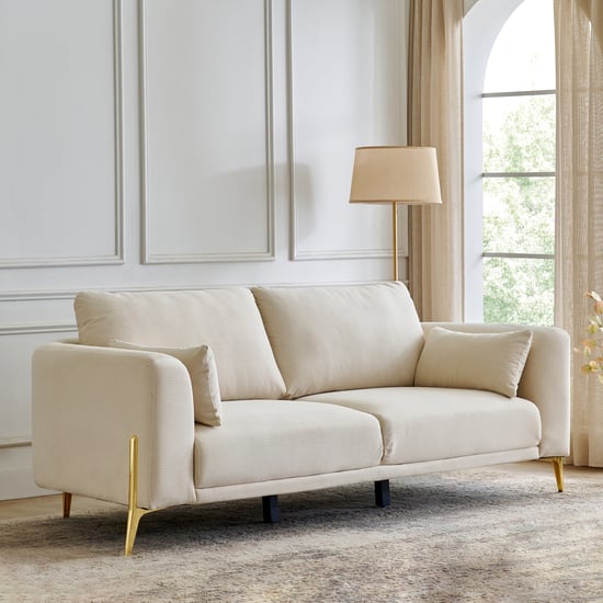 Modern Radiance NXT Fabric 3-Seater Sofa with Cushions - Cream