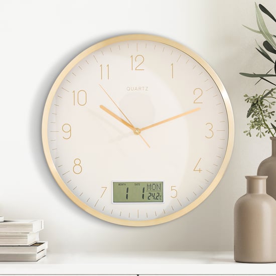 Casablanca Glimmer Aluminium Wall Clock with Digital Screen - 35cm
