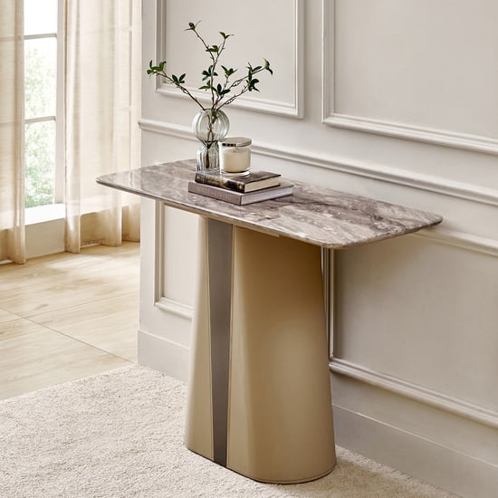 Clair De Lune Faux Marble Top Console Table - Brown