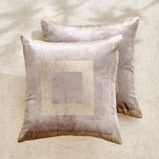 Glimmer Dusk Velin Prism Brixa Set of 2 Velvet Finish Foil Print Cushion Covers - 40x40cm