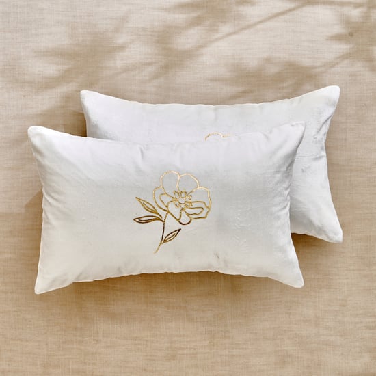 Glimmer Luxe Velin Sprig Brixa Set of 2 Velvet Finish Foil Print Cushion Covers - 50x30cm