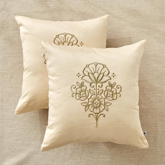 Velin Baroque Set of 2 Damask Embroidered Cushion Covers - 40x40cm