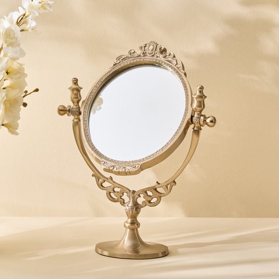 Brill Aluminium Floral Etched Decorative Table Mirror