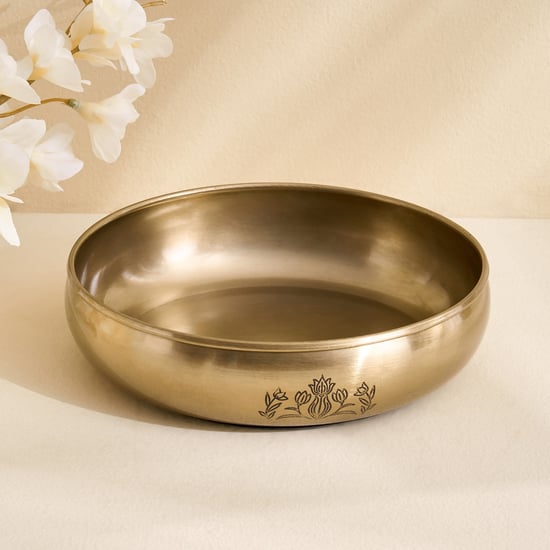Brill Metal Floral Etched Decorative Bowl