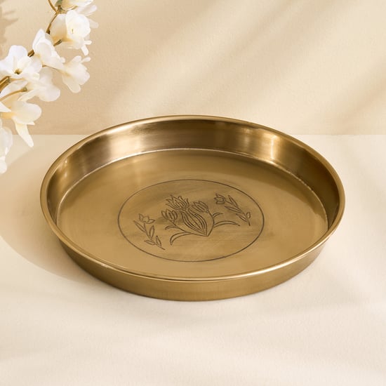 Brill Metal Floral Etched Decorative Tray