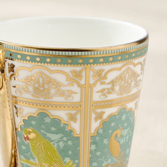 Whirl Zing Set of 4 Bone China Printed Coffee Mugs - 320ml