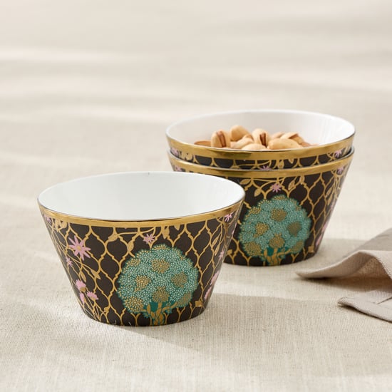 Whirl Emily Set of 3 Bone China Printed Bowls - 320ml